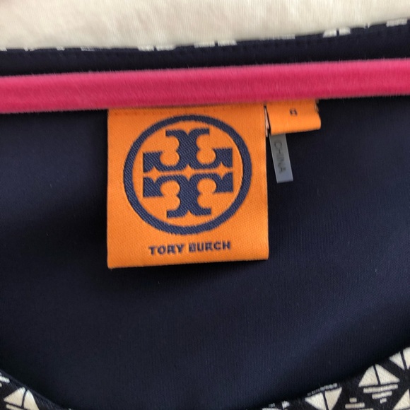 Tory Burch Sleeveless Dress, 90% Silk, Women’s Size 8, Navy Blue/White Pattern - Picture 3 of 8